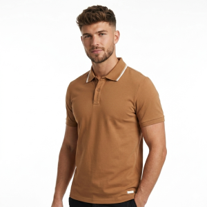 Polo in cotone da uomo  marrone