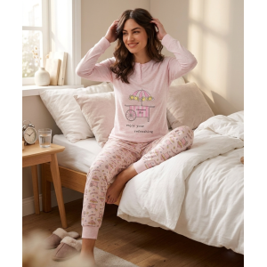 Pigiama donna in cotone jersey  gp5116 rosa
