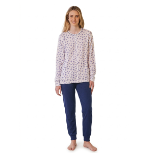 Pigiama cotone jersey aperto panna