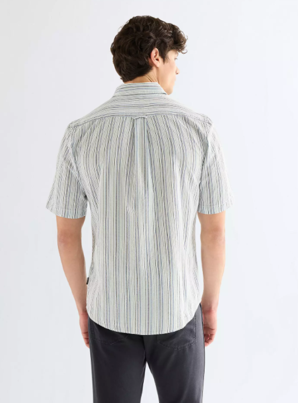 Camicia mezza manica in cotone a righe Wrangler