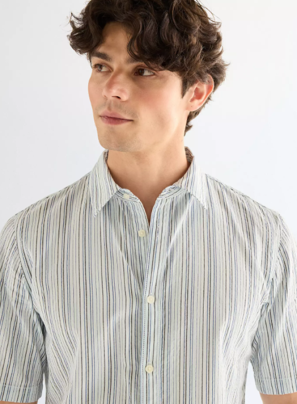 Camicia mezza manica in cotone a righe Wrangler