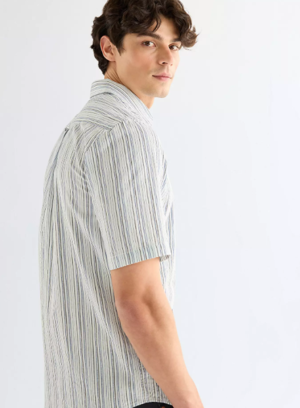 Camicia mezza manica in cotone a righe Wrangler