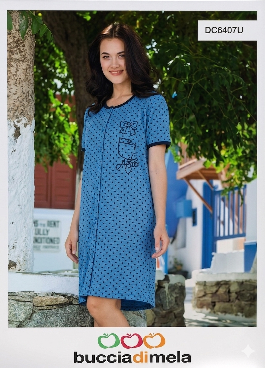 Camicia da notte mezza manica in ciniglia Buccia Di Mela