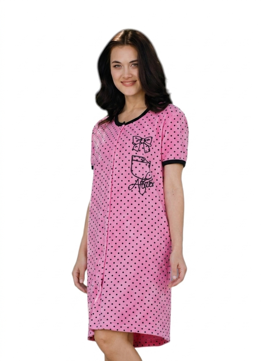 Camicia da notte mezza manica in ciniglia Buccia Di Mela