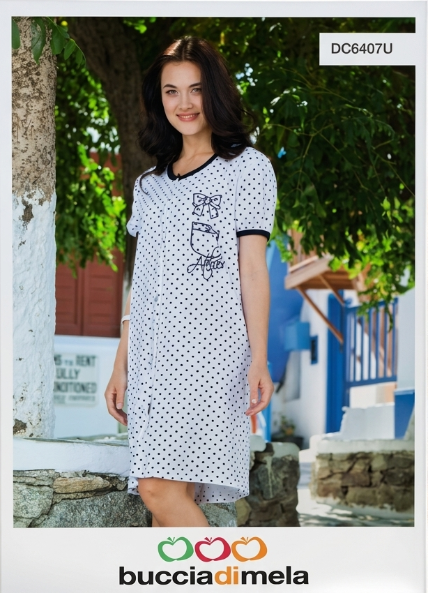 Camicia da notte mezza manica in ciniglia Buccia Di Mela