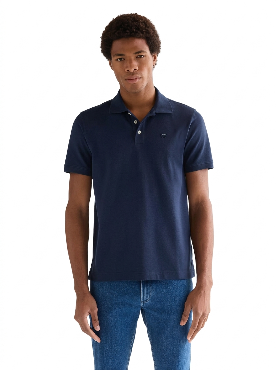 Polo mezza manica blu in cotone Wrangler