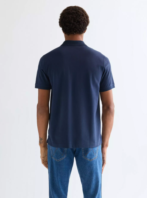 Polo mezza manica blu in cotone Wrangler
