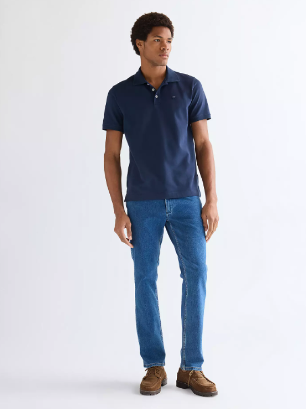 Polo mezza manica blu in cotone Wrangler