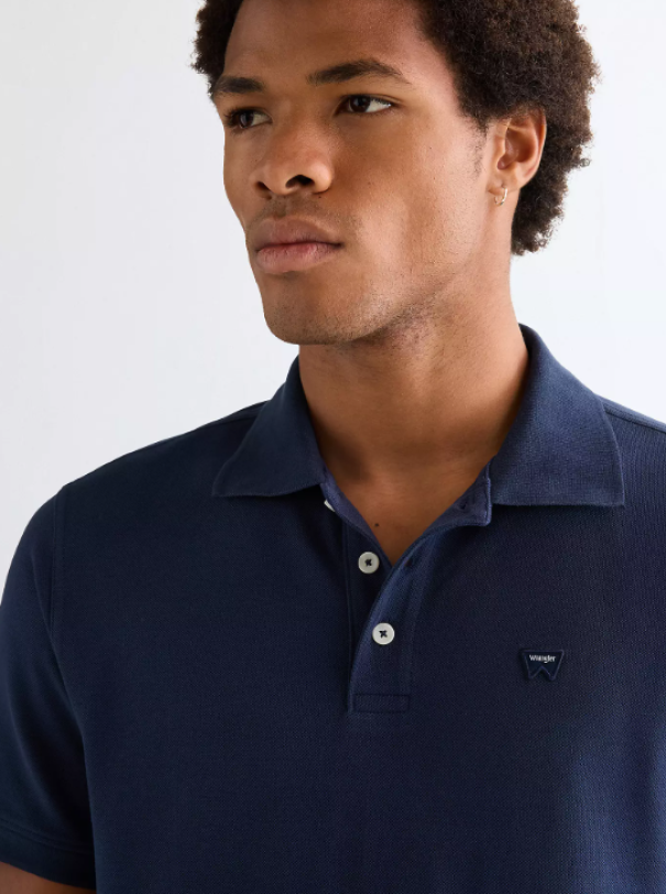 Polo mezza manica blu in cotone Wrangler