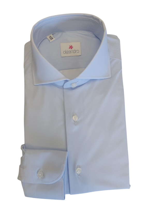 oleandro camicia no stiro microfibra microspigata celeste - foto 1