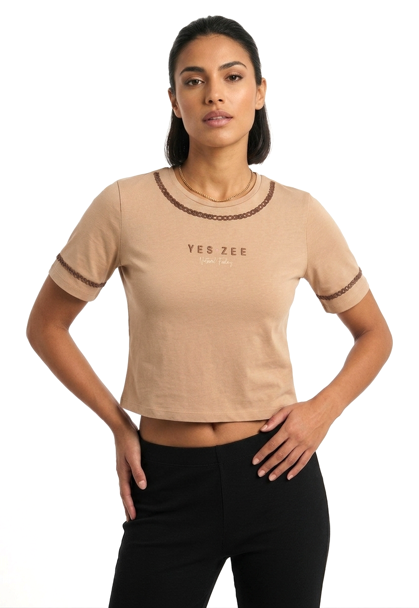 T-shirt Yes Zee donna con ricamo