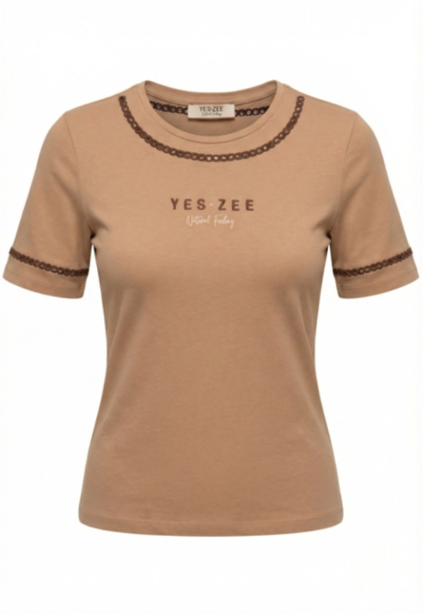 T-shirt Yes Zee donna con ricamo
