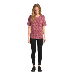 T-shirt donna fiori in tinta  fucsia