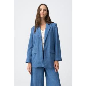 Giacca lunga donna azzurro