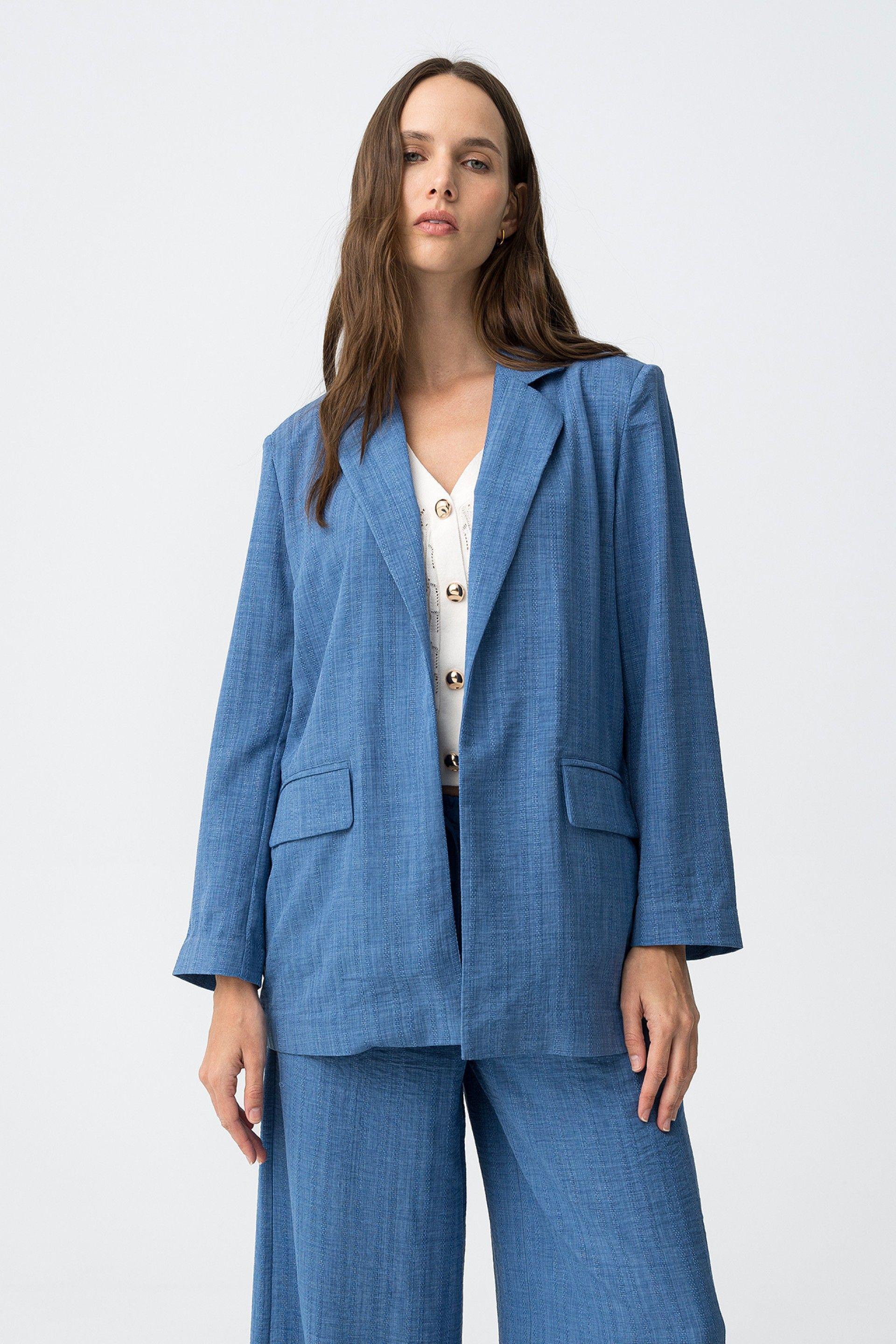 Giacca lunga donna azzurro Tiffosi