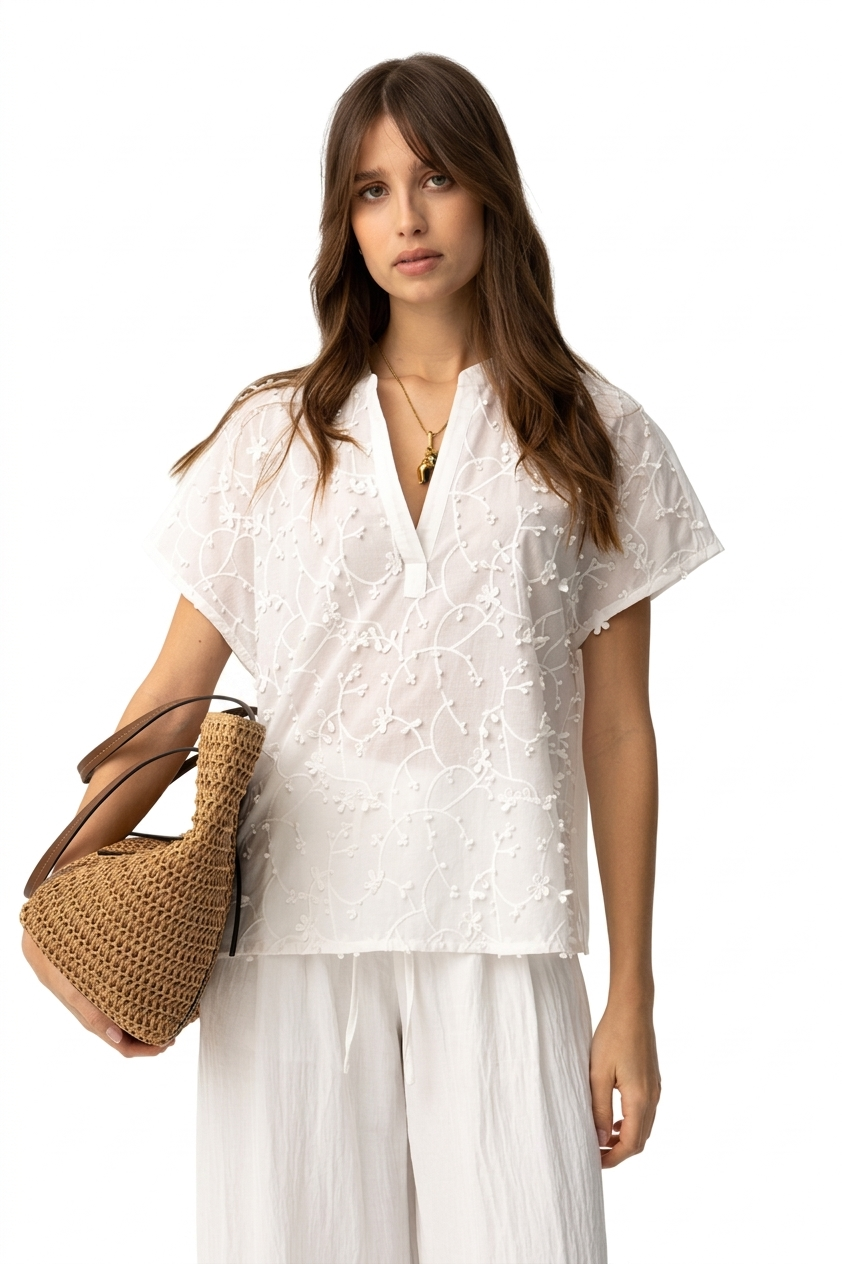Camicetta di cotone ricamato Tiffosi donna