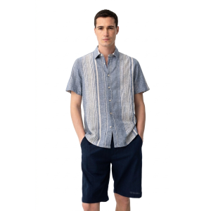 Camicia mezza manica misto lino cotone