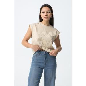 T-shirt cotone beige  donna