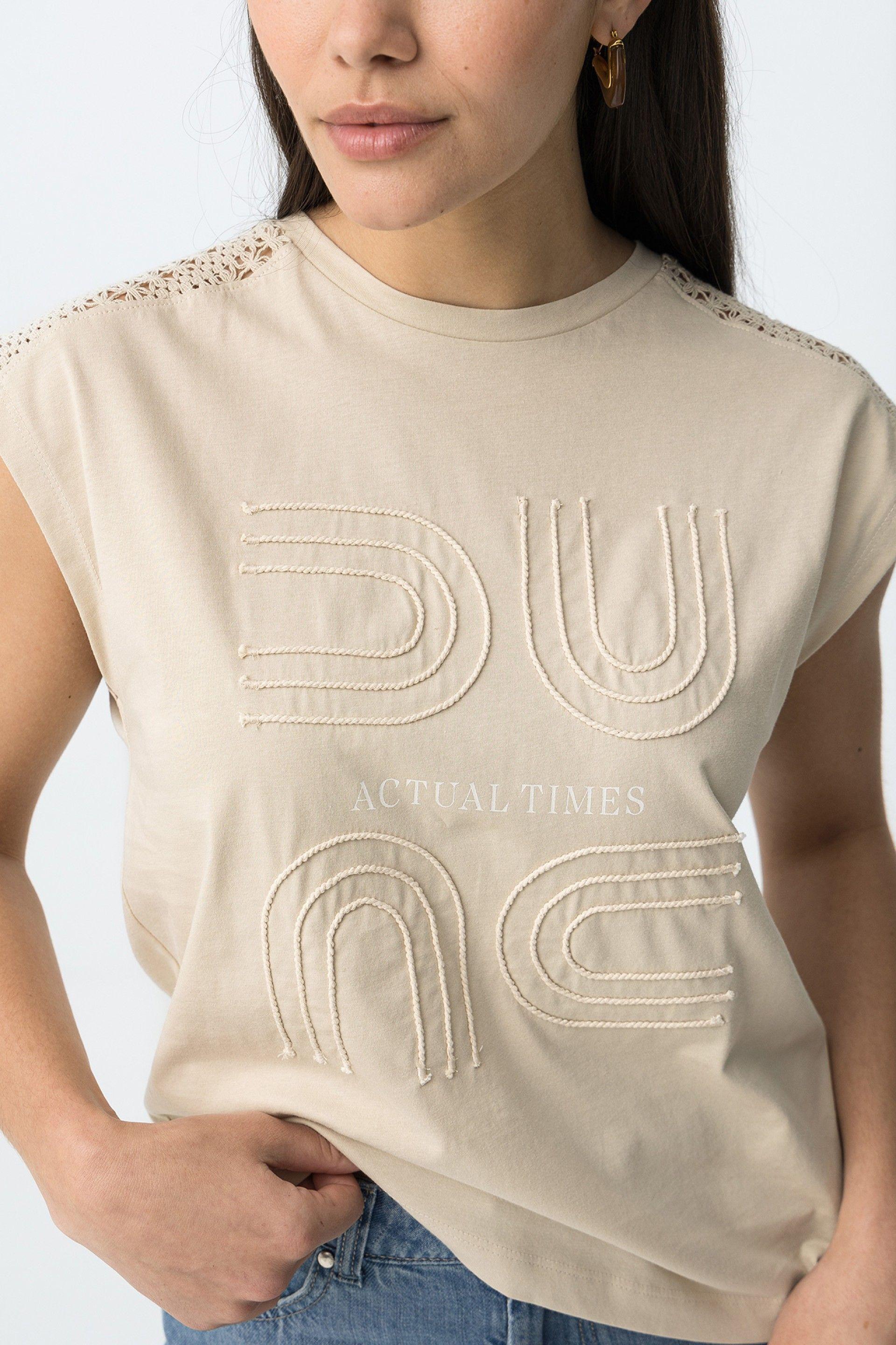 T-shirt cotone beige Tiffosi donna