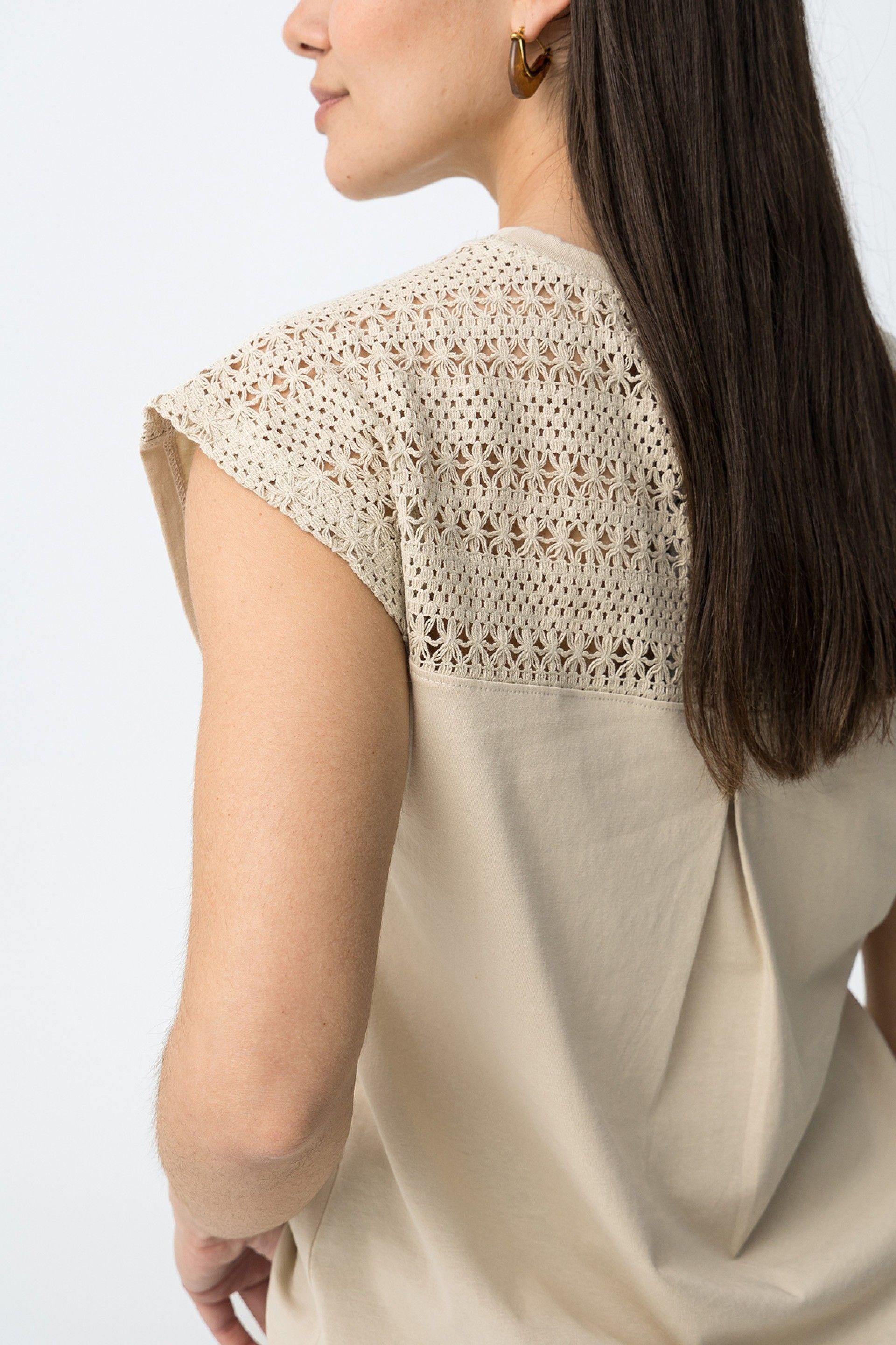 T-shirt cotone beige Tiffosi donna