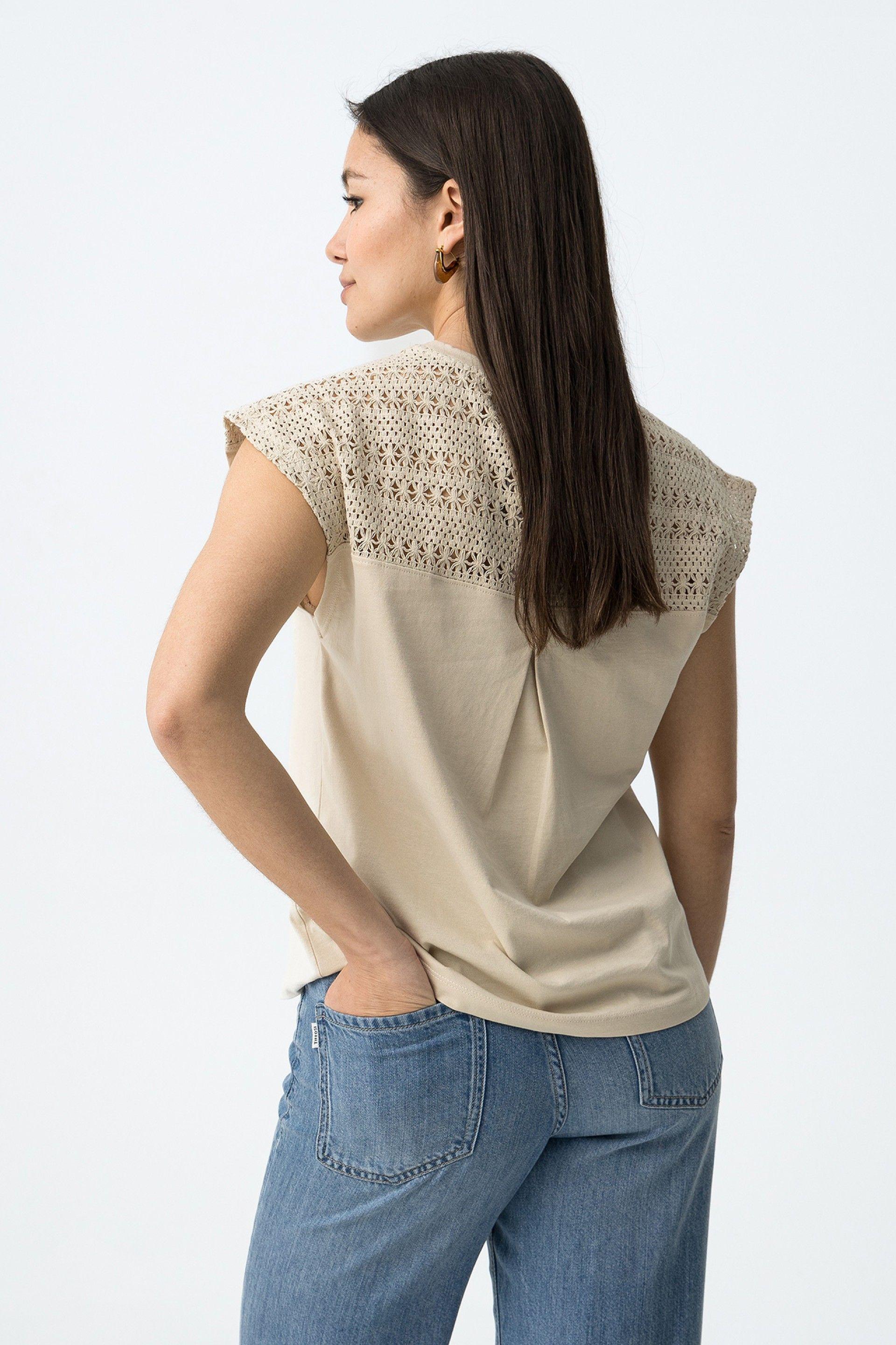 T-shirt cotone beige Tiffosi donna