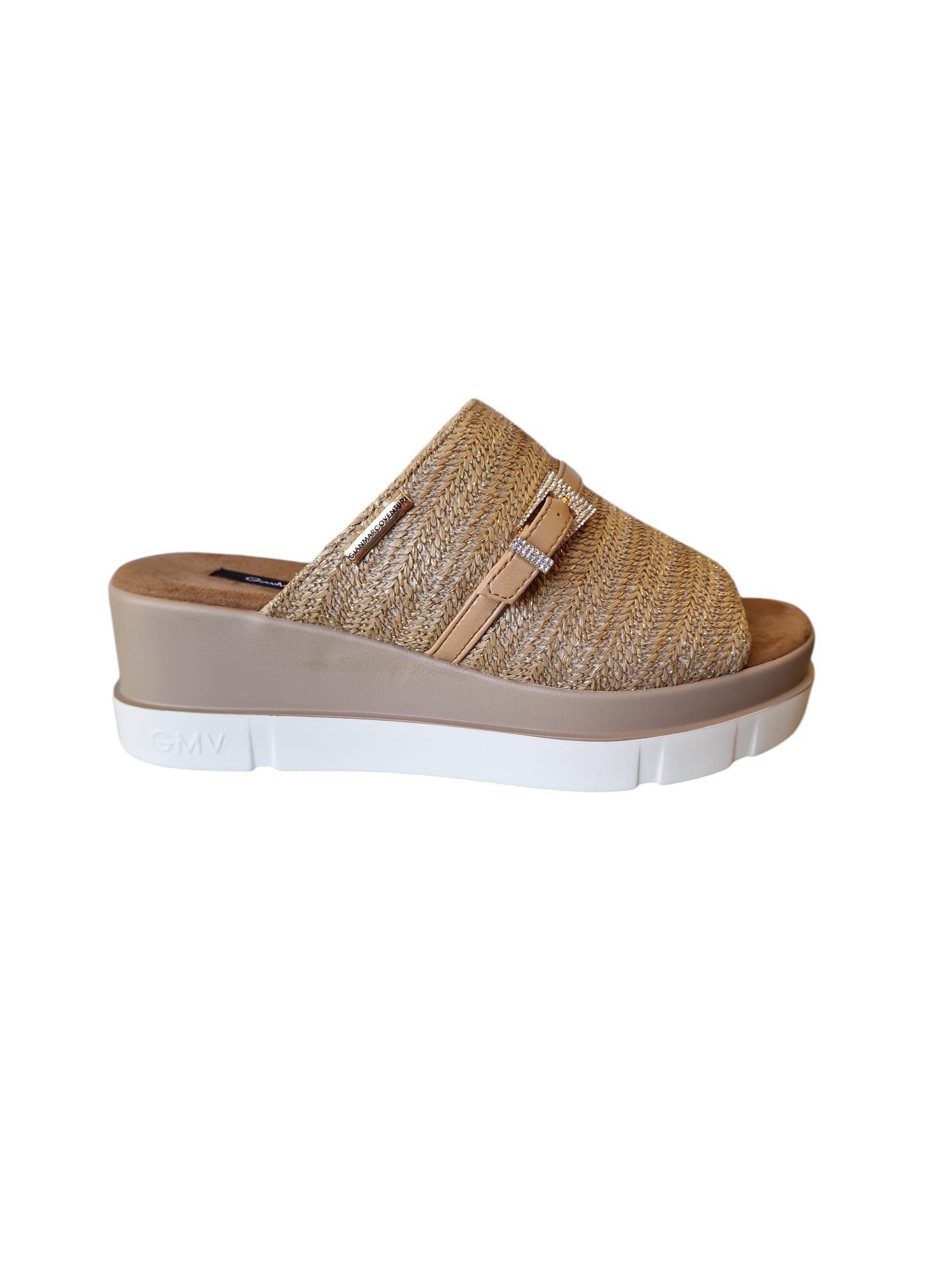 Ciabatte beige con zeppa Gianmarco Venturi