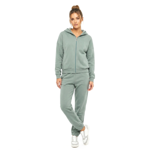 Tuta garzata full zip con cappuccio salvia