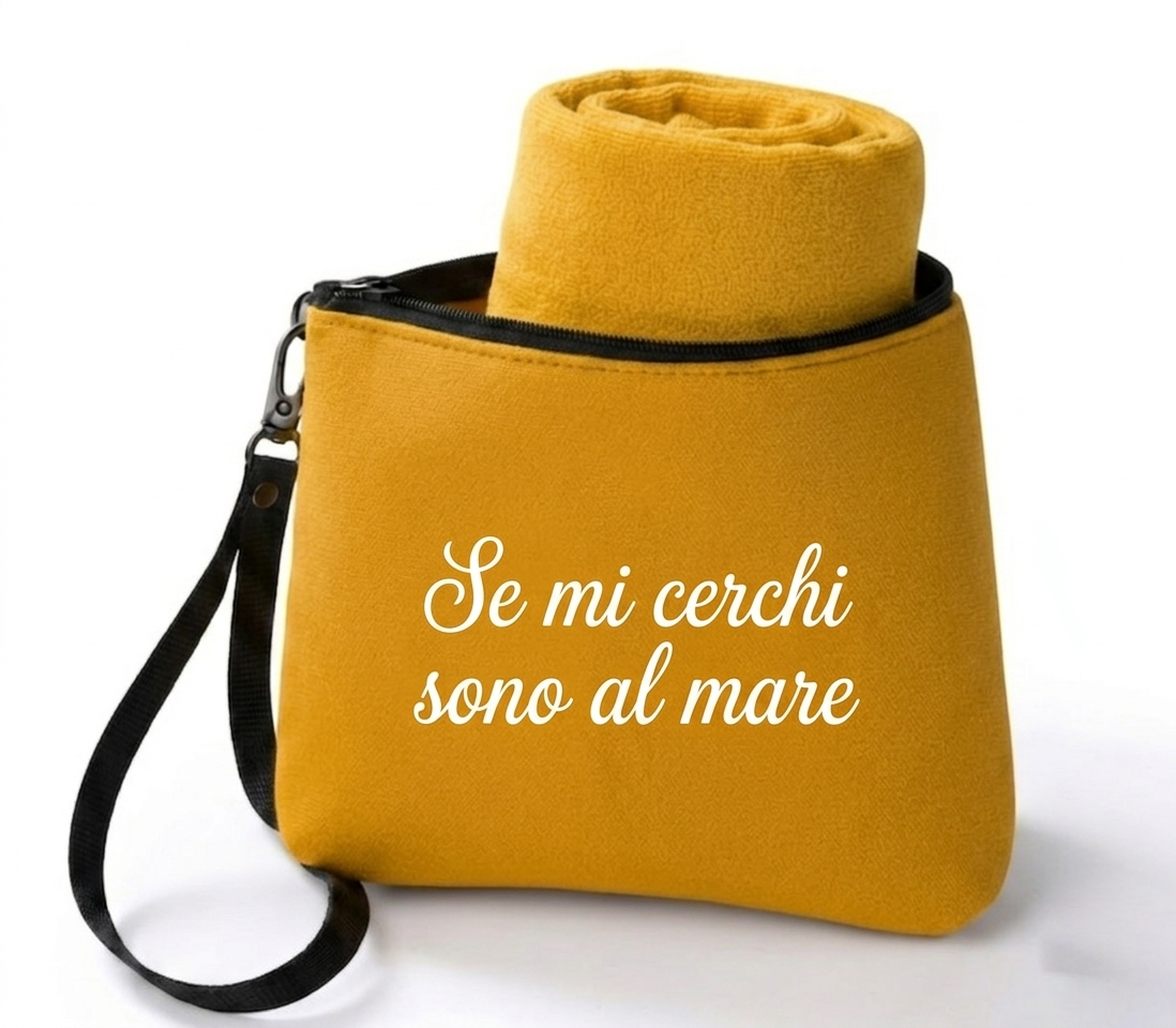 Telo mare in microfibra con pochette Guru
