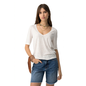 T-shirt scollo v bianca