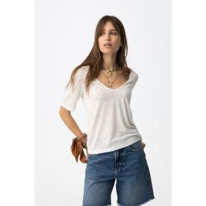 T-shirt scollo v bianca