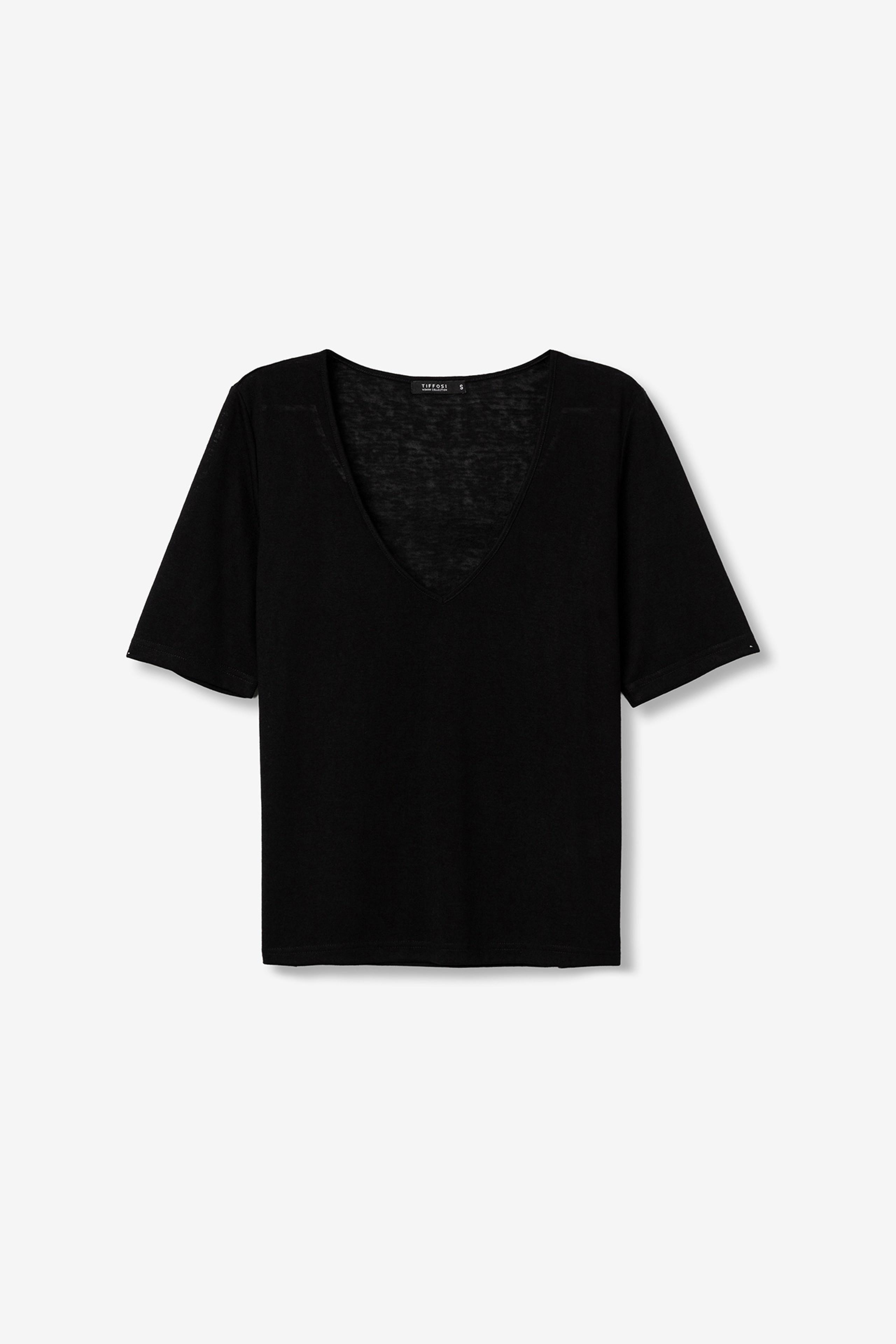 T-shirt scollo V nera Tiffosi