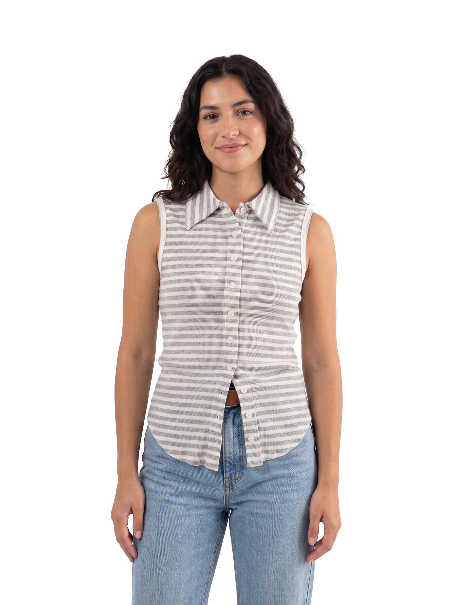 Polo smanicata donna Onyx righe Grigio