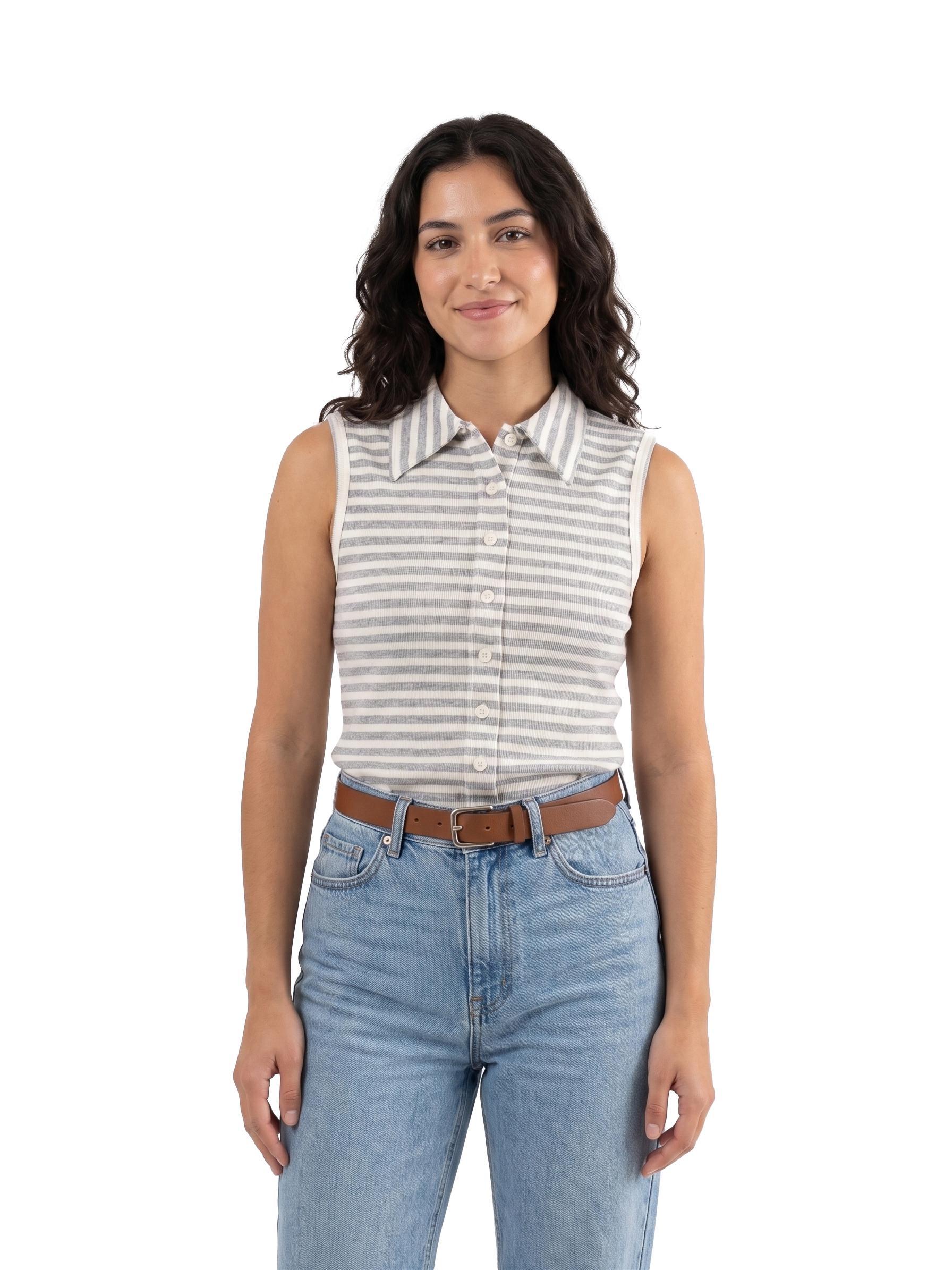 Polo smanicata donna Onyx righe Grigio