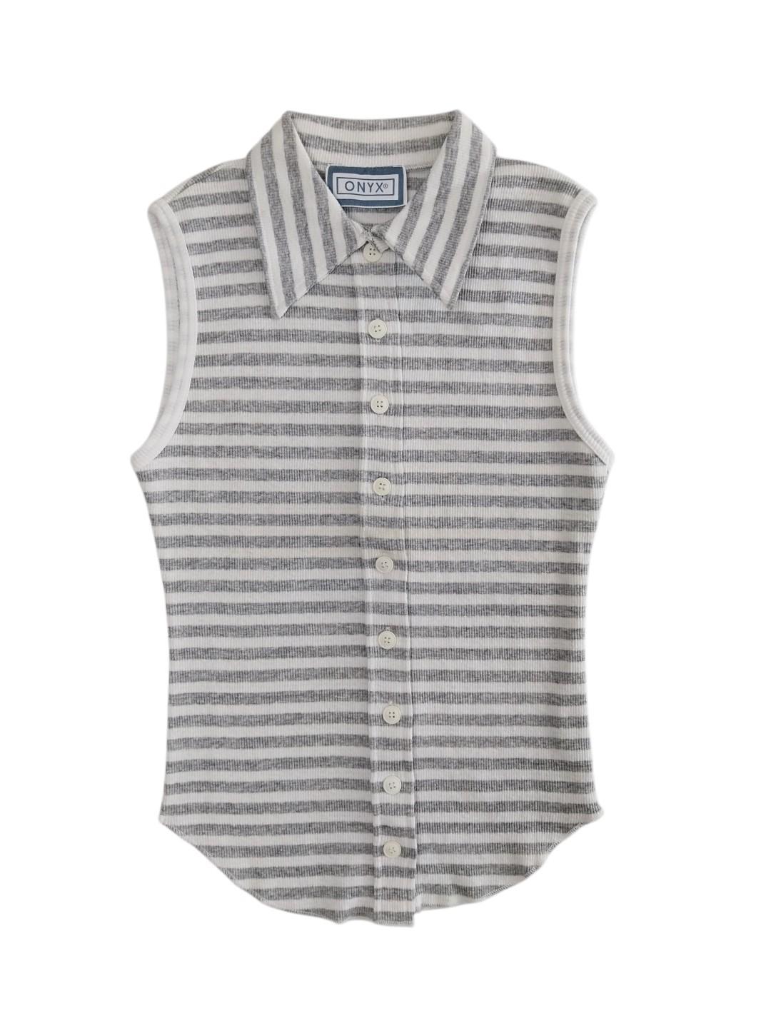 Polo smanicata donna Onyx righe Grigio