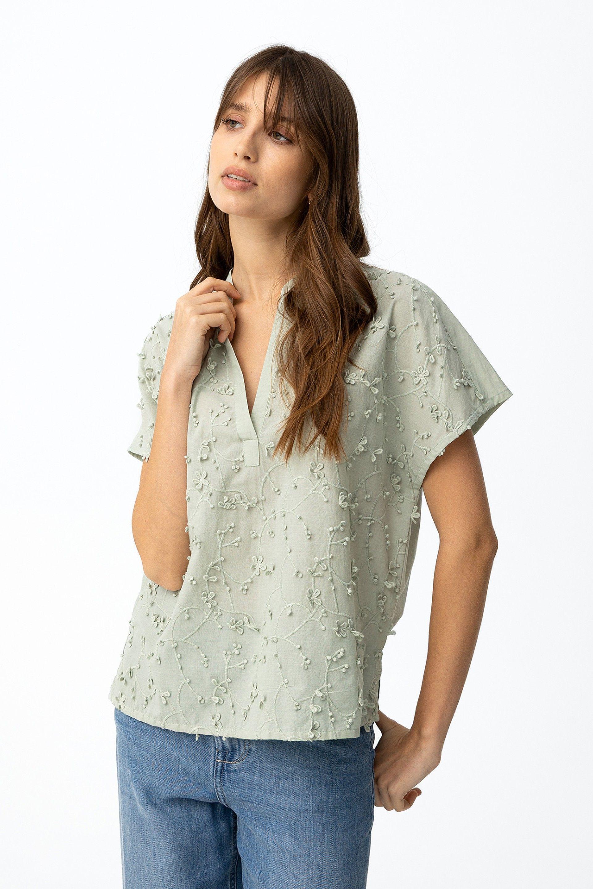 Camicetta di cotone ricamato Tiffosi donna