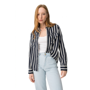 Camicia manica lunga donna blu