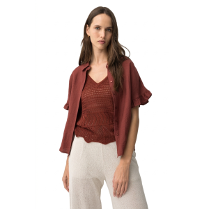 Camicia maniche corte volant  donna
