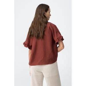 Camicia maniche corte volant  donna