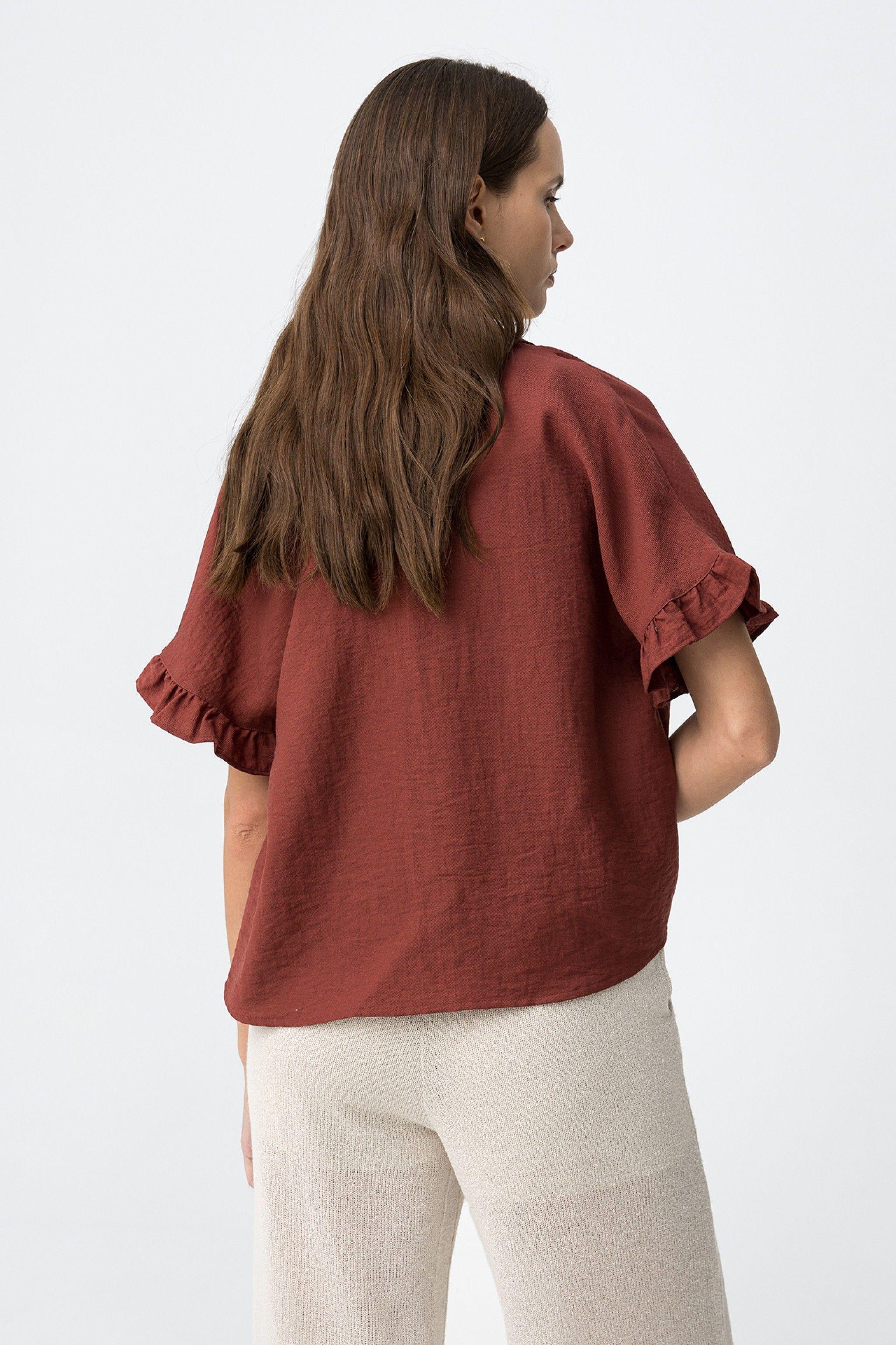 Camicia maniche corte volant Tiffosi donna