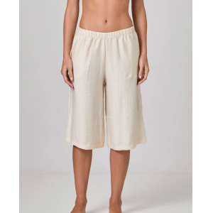 Bermuda misto lino beige donna