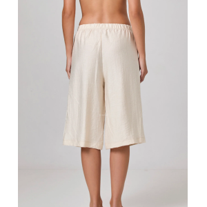 Bermuda misto lino beige donna