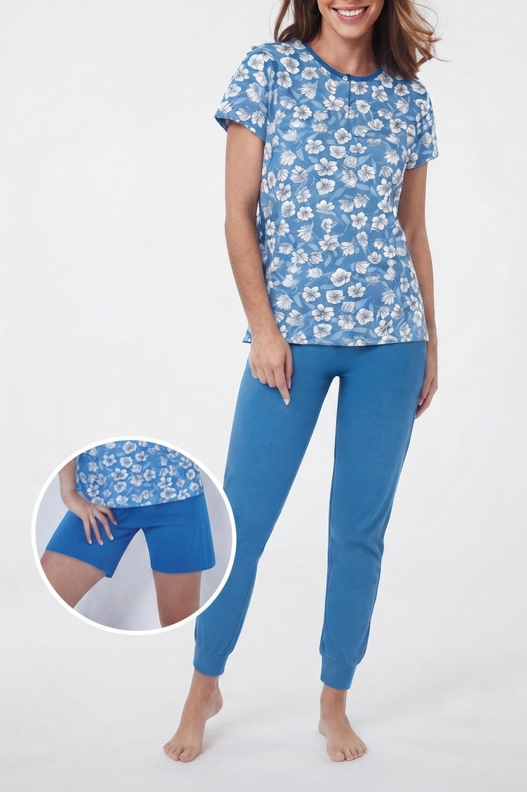 pigiama-tris-donna-02 Pigiama donna 3 pezzi in cotone Il Granchio GP5026/T