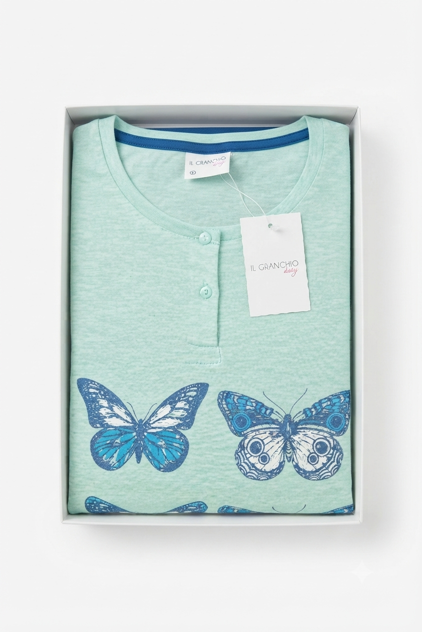 pigiama-donna-farfalle-02 Pigiama donna in cotone jersey Il Granchio GP5033