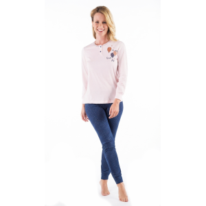 Pigiama cotone jersey serafino rosa