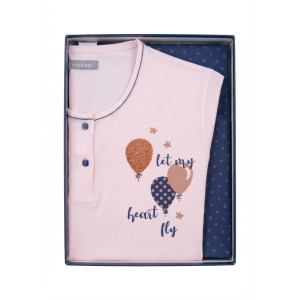 Pigiama cotone jersey serafino rosa