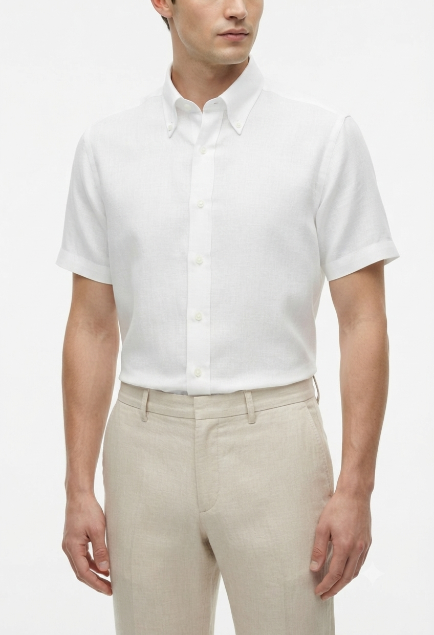 Camicia manica corta misto cotone lino Facis