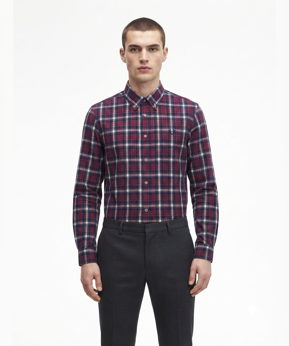 camicia-flanella-fred-perry-uomo-01 Camicia flanella Super Slim Fit Fred Perry