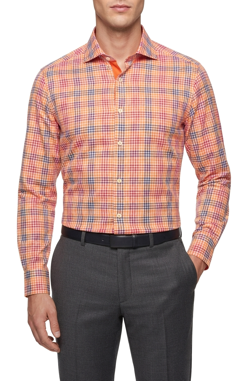 Camicia flanella leggera di cotone Ingram Slim Fit