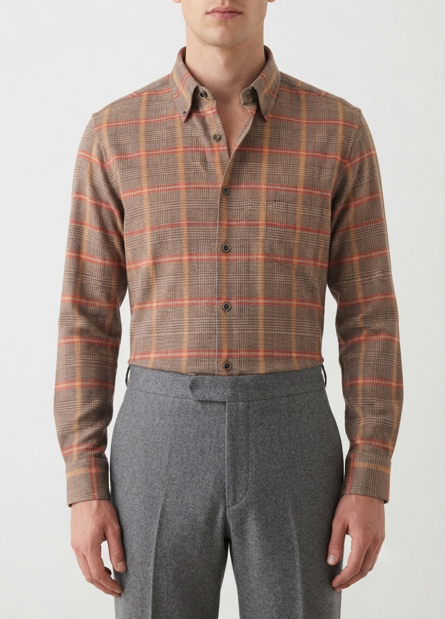 Camicia flanella di cotone Ingram Slim Fit