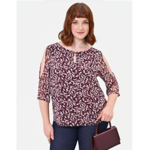 Blusa ml fantasia foglioline bordeaux